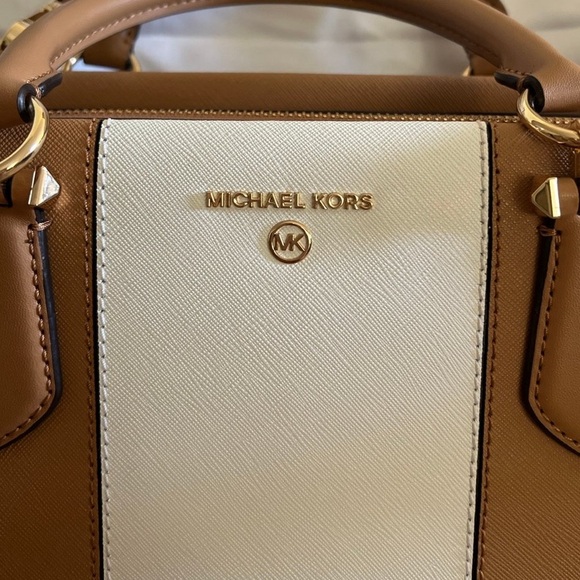 Michael Kors Marilyn medium bag color block pale peanut white - Picture 2 of 14